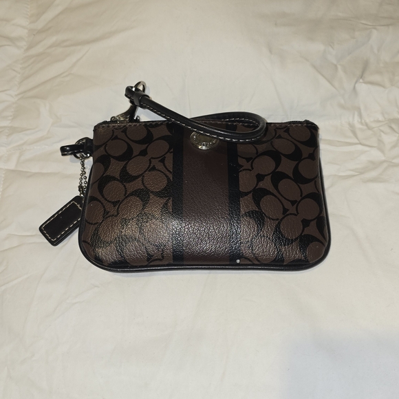 Coach Handbags - Coach Signature Stripe Wristlet - Brown/Black